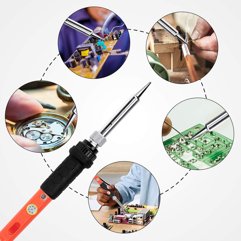 Soldering Iron Kit, 60W Upgraded Soldering Kits Adjustable Temperature Welding Tool Solder Irons Pen with On/Off Switch Use for Electrical Repairs 60w 19-in-1