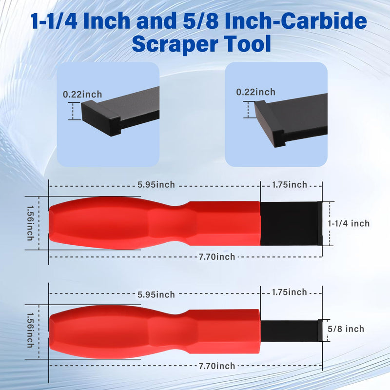 Carbide Scraper, Super Carbide Gasket Scraper for Metal and Automotive, 1-1/4 Inch and 5/8 Inch Carbide Scraper Set (2 Pcs)