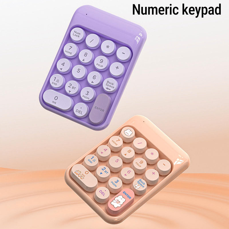 Wireless Numeric Keypad 18 Keys Bluetooth Number Pad with Concave Keycaps Quiet Keystrokes for Accounting Data Entry Spreadsheet (Purple)