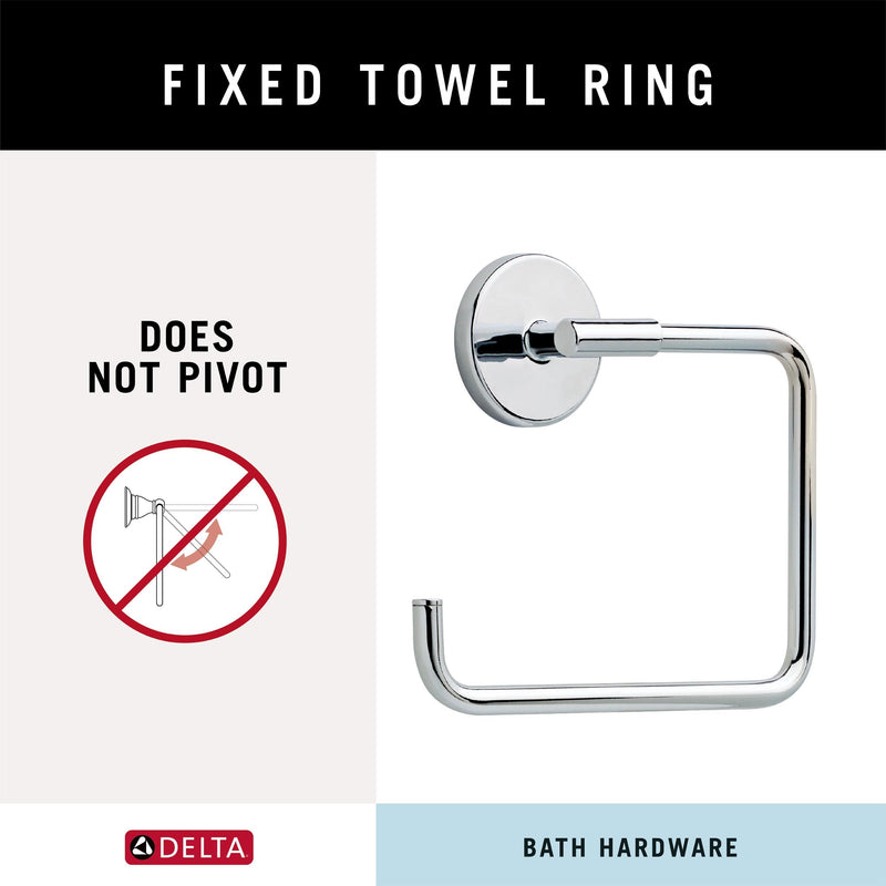 Delta Hand Towel Holder | Square Polished Chrome Ring for Hanging Towels in Kitchen, Bathroom | Trinsic Accessories 2 x 6.41 x 2 Inches