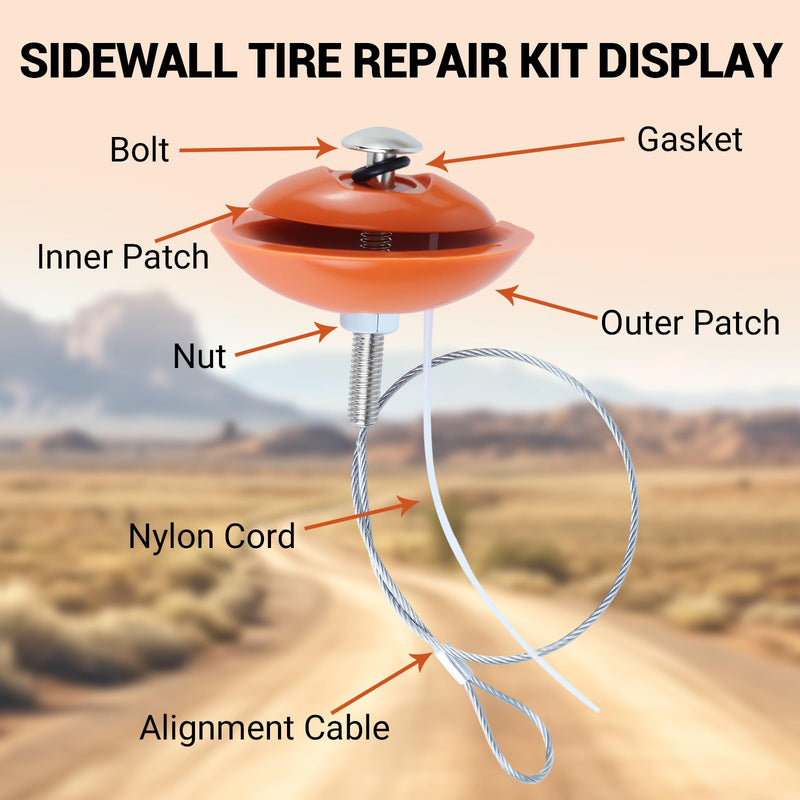 3 Pcs Sidewall Tire Repair Kit, Tire Puncture Repair Kit Portable Side Wall Slug Emergency Repairs Tool Compatible with ATV UTV SXS Lawnmower Tractor RZR Talon KRX Orange 3
