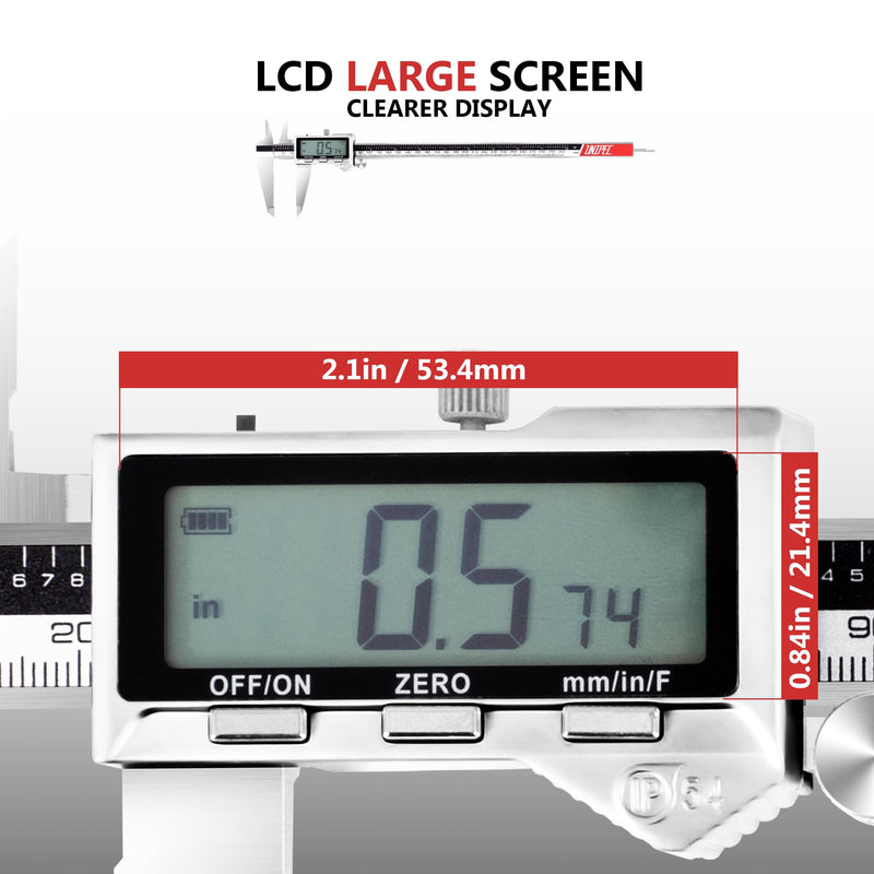 Rechargeable Caliper 12 inch with Large LCD Display | Stainless Steel Vernier Micrometer, Measuring Tool 0-12"
