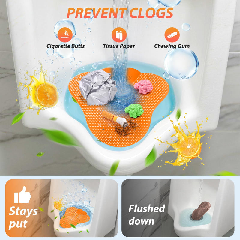 12 Pack Urinal Screen Deodorizer, Upgraded Urinal Cakes Anti-Splash Odor Control Long-Lasting Fresh Dry Wet Pads for Men Toilets in Restroom Office Hotel Mall Schools, Orange Citrus 1 Count (Pack of 12)