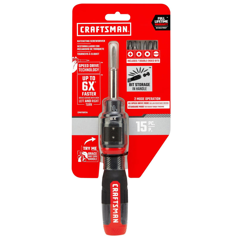 CRAFTSMAN 15pc 6x SpeedDrive Ratcheting Screwdriver (CMHT68134)