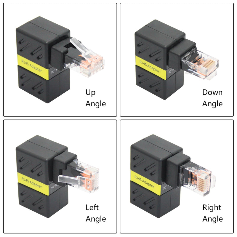 90 Degree Cat 6 Ethernet Extender Adapter, 180 Degrees Rotated RJ45 Male to Female Network 1000Mbps Adapter Connector, for Computers, Laptops, Routers - 2 Pcs