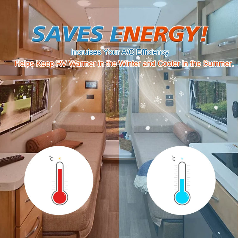 Waterproof Non Slip RV Vent Insulator and Camper Shower Skylight Cover with Reflective Surface, Energy Savings, Fits 14"x22" RV Vents 14"x 22" Waterproof