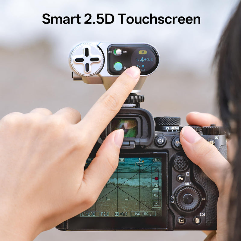 VILTROX Touchscreen TTL Flash for Sony, 1/8000s HSS Retro Flash GN12, 5600k 24Ws Compact Flash 1s Recycle Time, 800mAh Mini Flash for Portrait, S1/S2 Optical Trigger