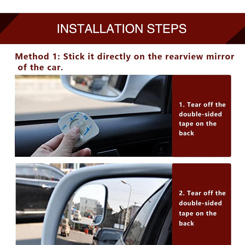 2 PCS Car Blind Spot Mirror, 1.9In x 1.9In HD Convex Frameless Glass PC Vehicle Rearview Mirrors Accessories with 3M Adhesive, Universal Fan-shaped Automotive Reflective Assist Mirror (Silver)