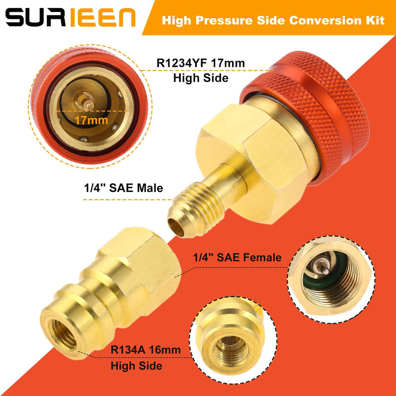 R1234YF Quick Couplers Kit, R1234YF to R134A Conversion Kit, High/Low Side Quick Coupler Adapter, 1234YF Quick Couplers Adapters & AC Hose Connectors for Car AC Refrigerant Charging-2PCS