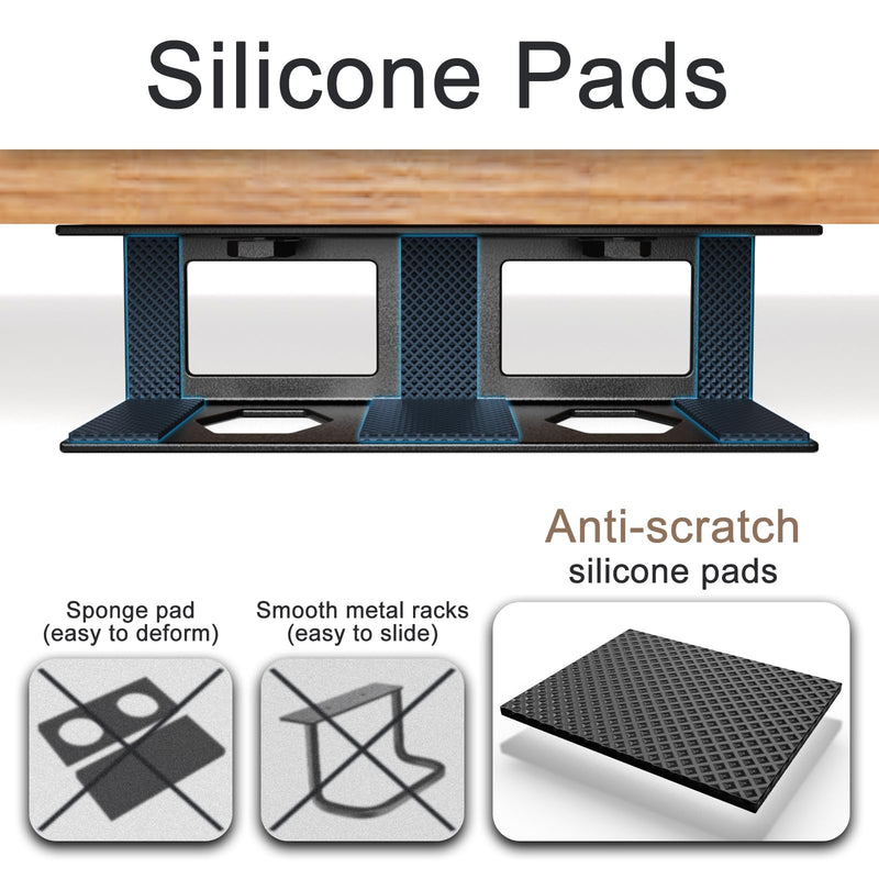 Joythink Universal Under Desk Metal Laptop Mount Laptop Holder Tray with Anti-Scratch Under Table Hidden Docking Station Holder Silicone Under Desk Mount for Laptop Keyboard Tablet Kitchen 3 PCS