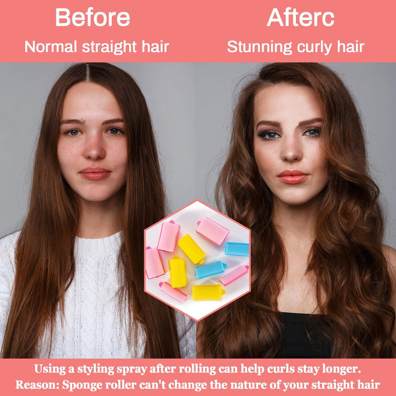  [AUSTRALIA] - MAQIHAN 36PCS Foam Hair Rollers - Heatless Hair Curlers No Heat Hair Styling Appliances Self Grip Sponge Hair Roller for Short/long Volume Overnight Curls Jumbo Flexi Sponge Rods for Hair Curling