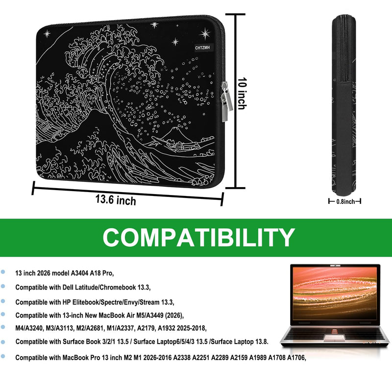 Laptop Sleeve Case 13.3 inch Portable Protective Carrying Computer Cover | Laptop Case Bag Compatible with MacBook Neo/Air 13-13.6 M5 M4 M3 M2 M1, Pro 13/Pro 14, HP, Dell, Asus, Lenovo, Wave Star