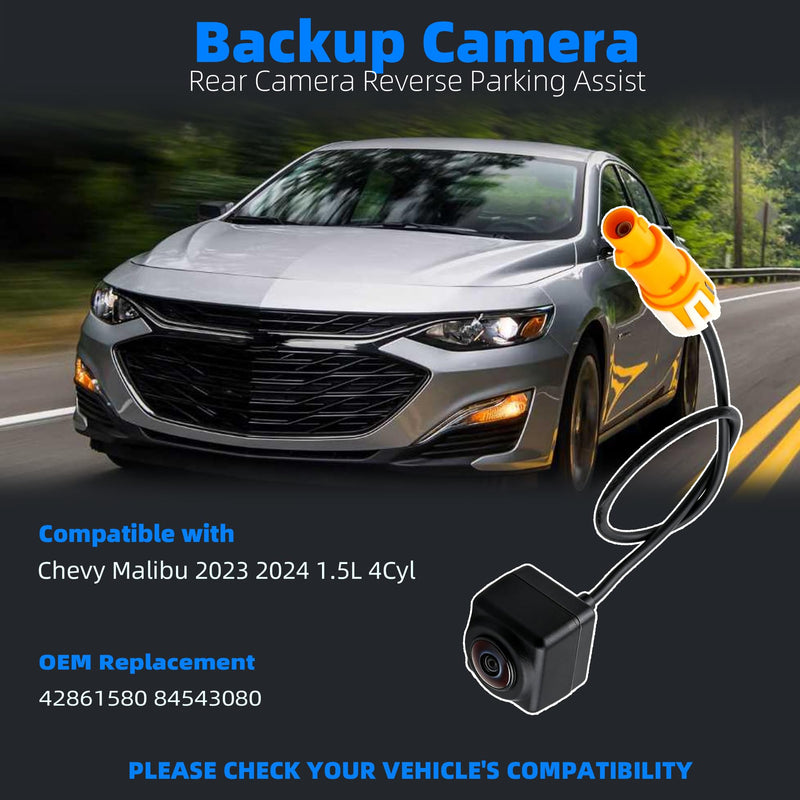 84543080 Backup Camera Compatible with Chevy Malibu 2023 2024 1.5L 4Cyl, Rear Camera Reverse Parking Assist Installation Monitor Systems Replaces# 42861580 Only Camera
