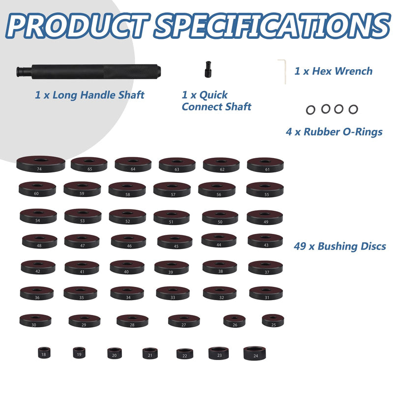 52 in 1 Custom Bushing Driver Set Custom Bushing Bearing & Seal Driver Set Installer Bush Removal Puller Bearing Press Tool Kit Transmission Wheel Axle Bearing Race Seal