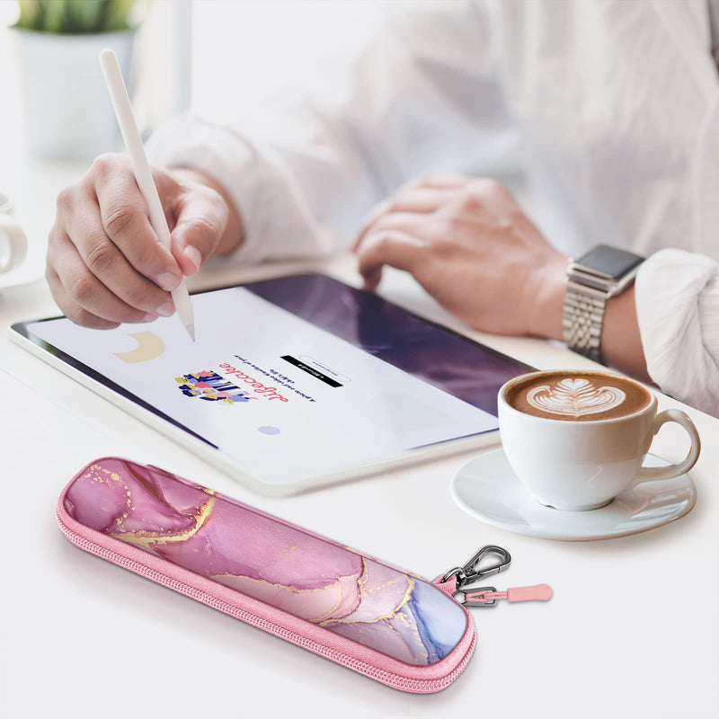Fintie Pencil Holder Case for Apple Pencil Pro, Apple Pencil (USB-C) & Apple Pencil (1st / 2nd Gen), Soft Neoprene Zipper Carrying Bag Sleeve Pouch for Samsung Stylus, Surface Pen, dreamy marble