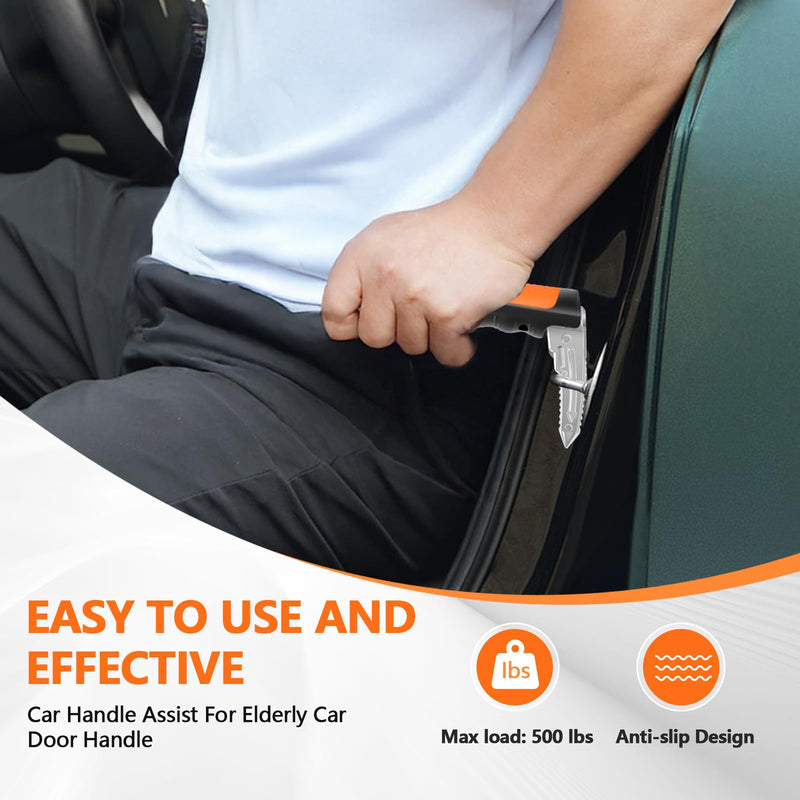 Car Door Handle for Elderly - 2025 New 3-in-1 Car Handle Assist, 2 Pack Auto Cane Portable Vehicle Support Handle Door Assist Bar, Max Load 500 Lbs, Anti-Slip Design (Orange-2-Pack Car Handle) Orange-2-Pack Car Handle
