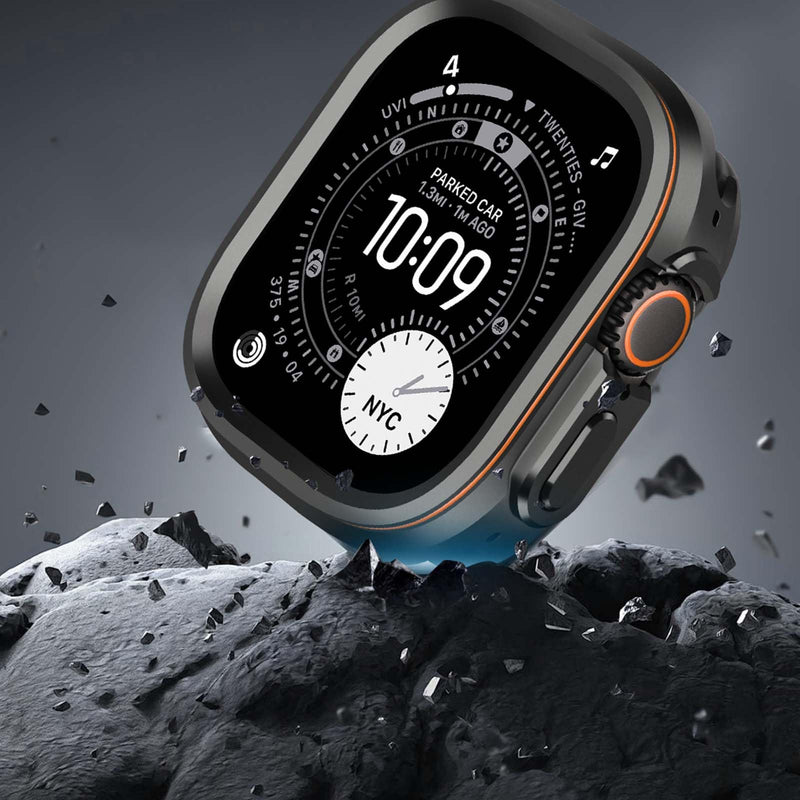 Metal Cover Compatible with Apple Watch Ultra 3/2/1 Case 49mm | 2 in 1 Protective Rugged Bumpe for iWatch Ultra 49mm (Black) Black