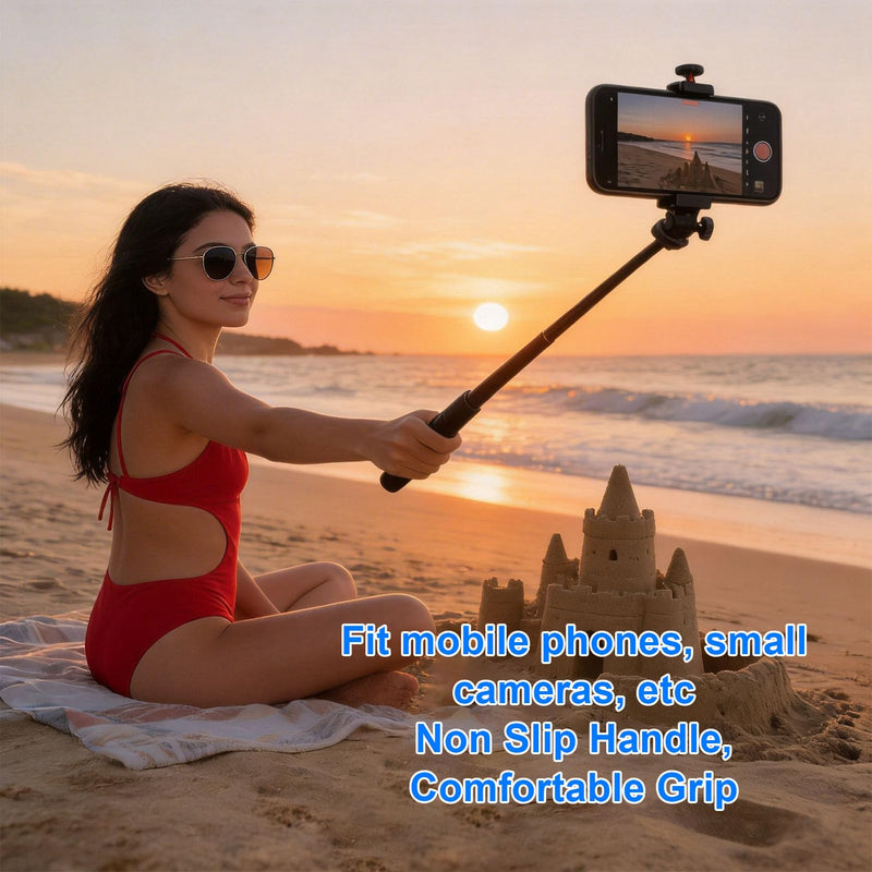 Generic Compact Tripod with Cold Shoe and Ball Head | Selfie Stick Stand for Live Streaming Photography