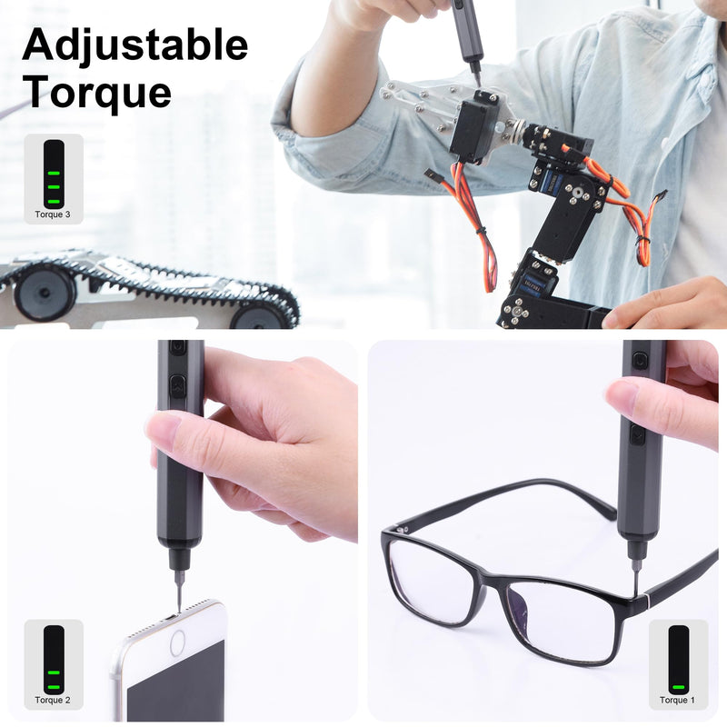Mini Electric Screwdriver Set, 69 in 1 Small Electric Precision Screwdriver Set - 64 S2 Magnetic Bits, 5 Torque Settings, 4 LED Lights, Mini Electric Screwdriver Repair Kit for Computer Campera Phone
