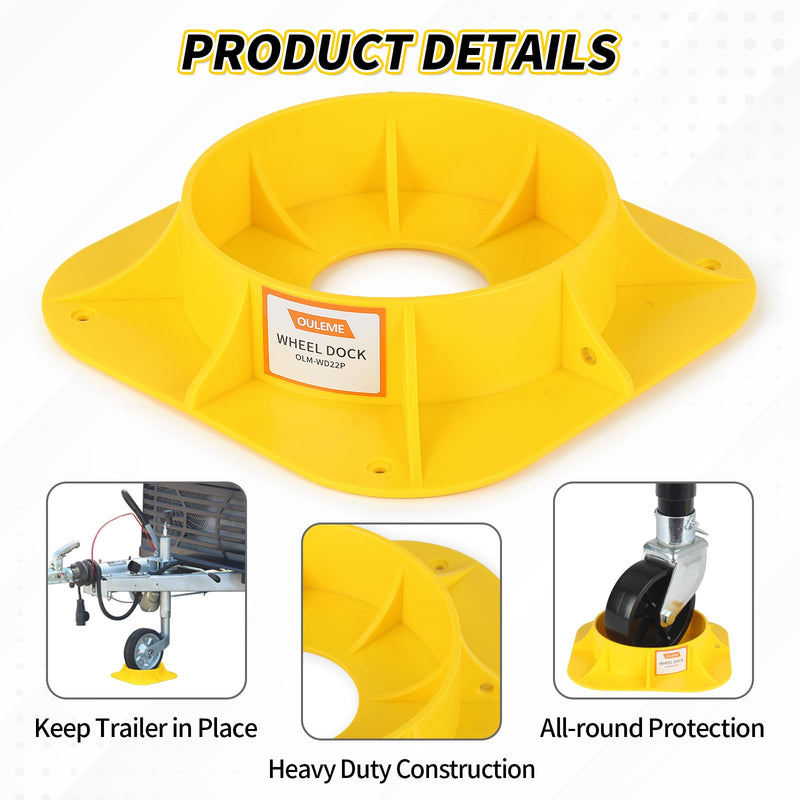 Trailer Jack Wheel Dock, Tongue Jack Wheel Chock for Trailer Boat Camper RV, Caster Stopper for Single 6'' 8'' and Dual 6'' 22PD