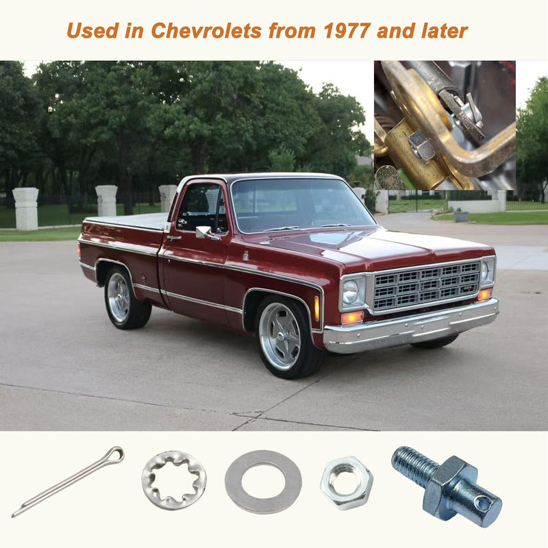 #8009 Throttle Cable Adapter Stud Kit（10-32 x 3/8 Thread） for 1977-later Chevrolet Steel with Nut, Washers, and Cotter Pin