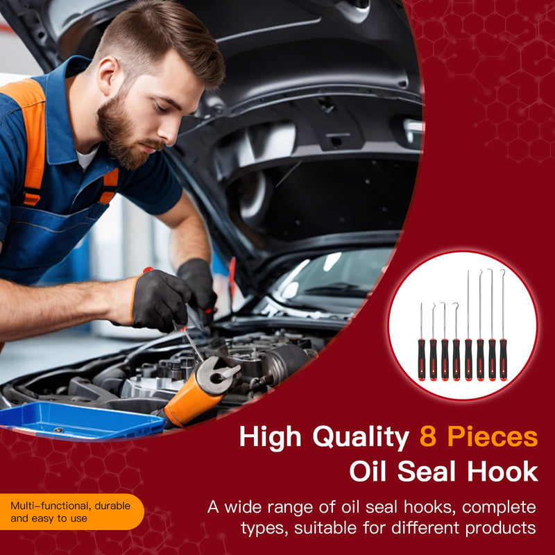 8 Piece Automotive Tool, Pick Set, Precision Oil Seal Pick Tool, Mechanical Device Pick for Lock Pick Set, Lock Keys, Pick to Remove Hoses and Gaskets, Pick, Seal Puller