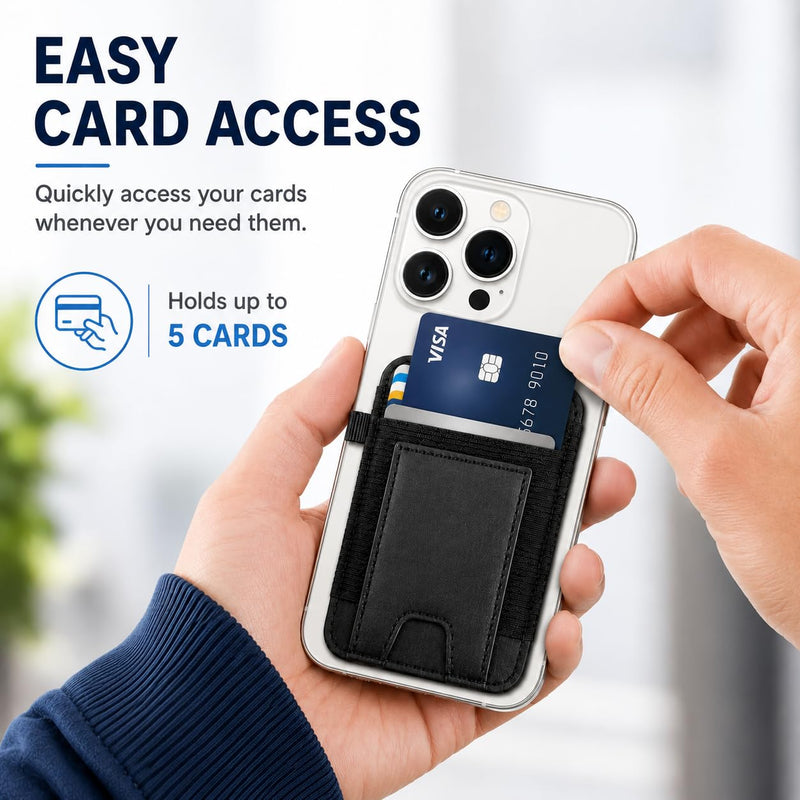 for MagSafe Wallet 5 Card Holder with RFID Blocking, Compatible Magnetic Card Holder for iPhone 17/16/15/14/13/12 Pro Max Plus Air Series with 2 Card Slots - (Black)