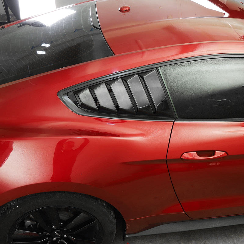 RT-TCZ Rear Quarter Side Window Scoop Louvers Sun Shade Cover Wind Vent Air Deflector Decoration Exterior Accessories for Ford Mustang 2015-2022,2PCS (Black) Black