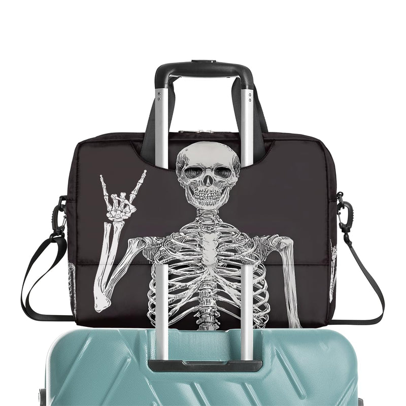 16in Laptop Bag for Women Men Waterproof Computer Carrying Messenger Case Handbag A07:black Skeleton Skull Gothnic