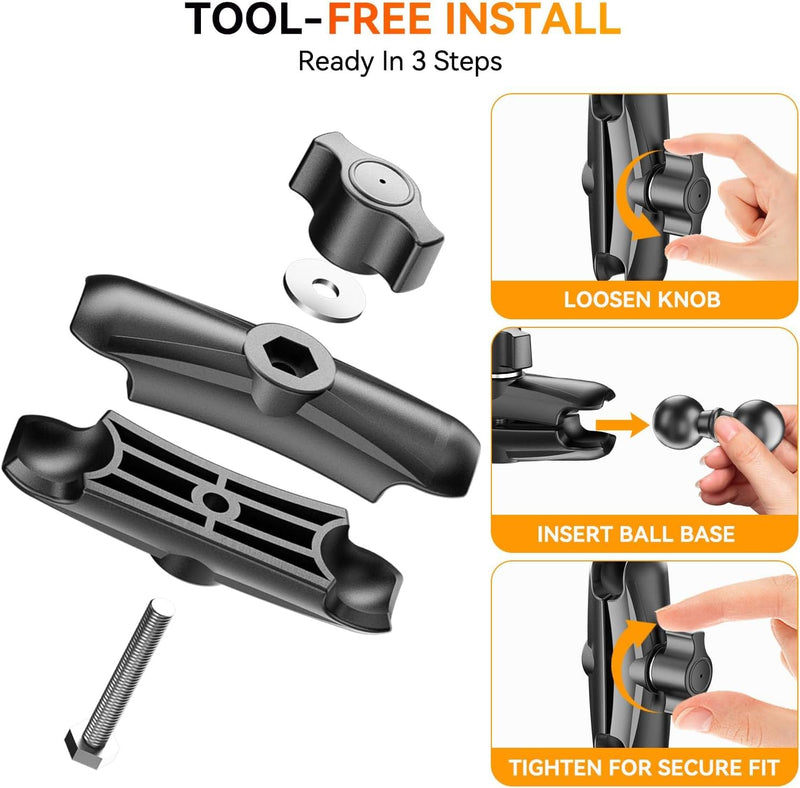 OHLPRO Double Socket Arm-94 for RAM Mounts B Size 1" Ball Components, Durable Mounting Arm Extension Adapter for Car Dash, Truck, Boat Phone Holder and GPS