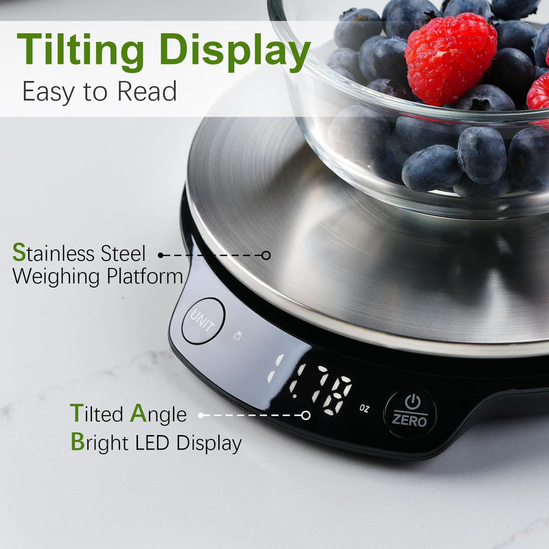 Smart Nutritional Scale, 0.005oz / 0.1g High Precision, Free APP with Nutrients Tracking, Calorie, Marco, Ounces and Grams, for Kitchen, Weight Loss, Meal Prep, etc. Black & Grey