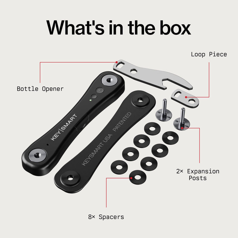 KeySmart iPro - Key Finder Locator with Sound, Keychain Key Holder, Apple Find My App Compatible, Key Organizer, Compact Clutter-Free Key Chain Tracker, Rechargeable Battery (Up to 14 Keys, Black)