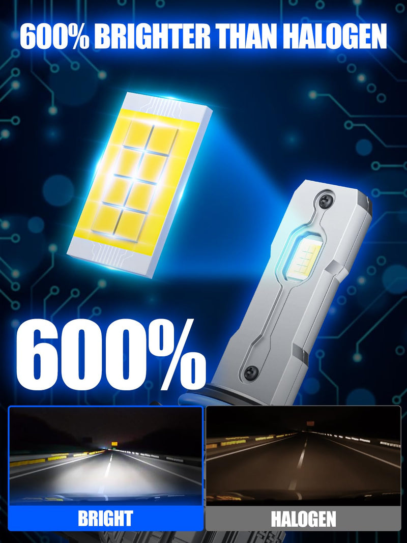 9006/HB4 LED Bulbs, 9006 Fog Lights Bulb, 30000LM 6000K Cool White Fanless 1:1 Mini Size, Plug and Play, Pack of 2