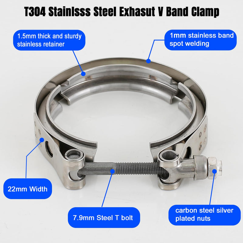 4 Inch Exhaust V band Clamp 304 Stainless Steel V-Clamp for 4" OD Flange Kits 4 Inch(no flanges)