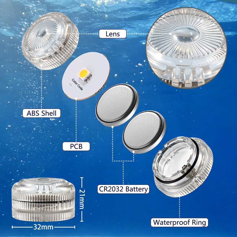 HL Submersible LED Lights,Yellow Mini LED Tea Light,150 Hour Runtime | Waterproof Battery Powered Small Flameless Lights for Weddings,Vases,Home,Festivals and Parties,12pcs (Built-in 24 Batteries) Yellow 12P
