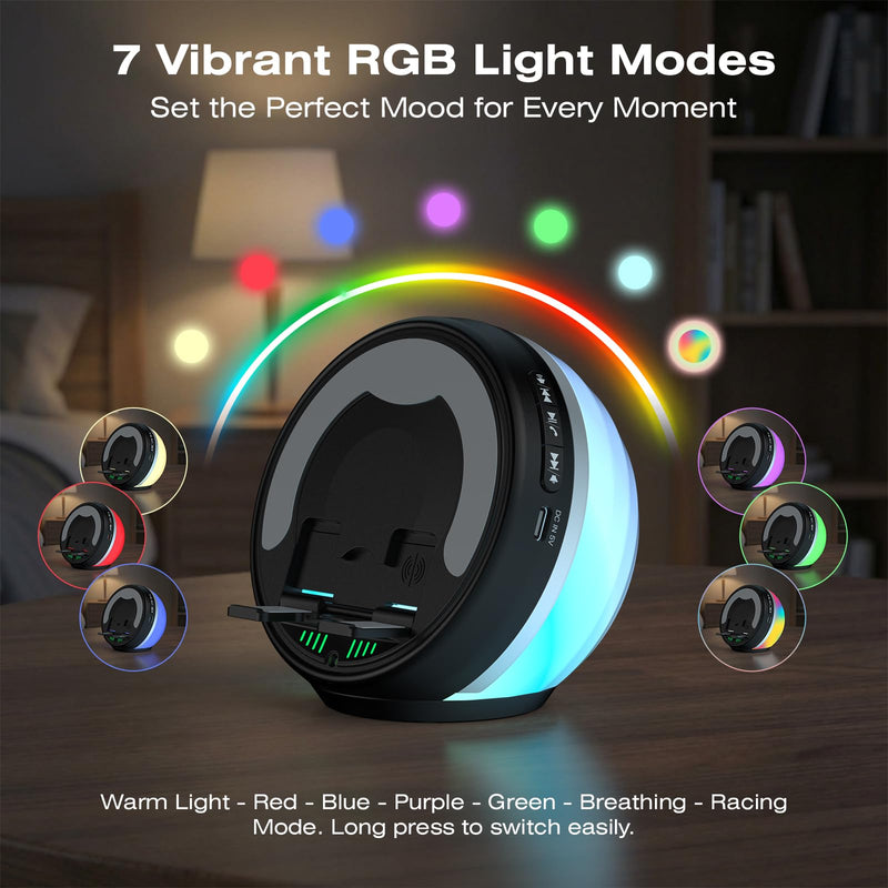 Wireless Induction Speaker with Phone Stand, RGB Bluetooth Desk Speaker | No Bluetooth Pairing, Instant Sound Boost, Great for calls, podcasts, and videos, Unique Gift for Men, Dad, Mom, Office