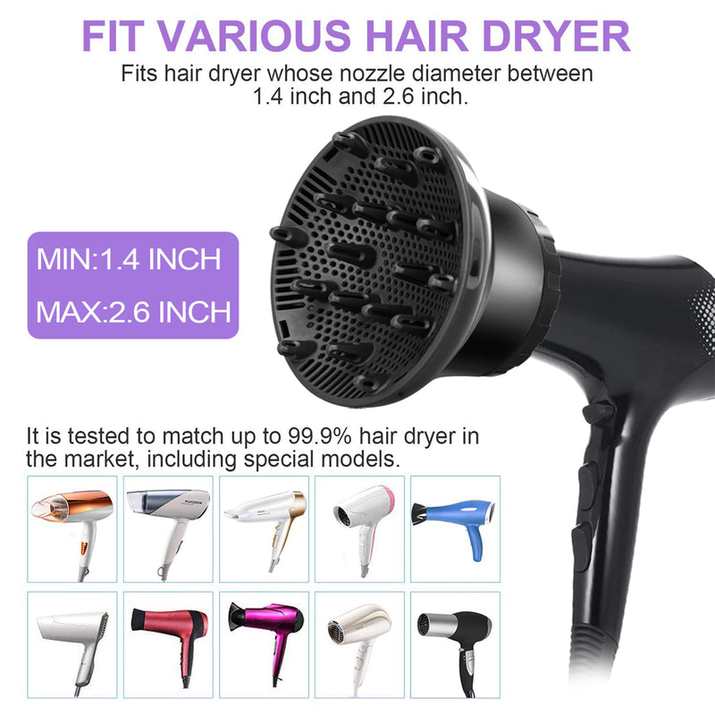 UUOCOLOR Adjustable Hair Dryer Diffuser for 3.5–6.8 cm Hair Dryer Outlets, Hair Dryer Diffuser Nozzle for Curly and Wavy Hair Styling