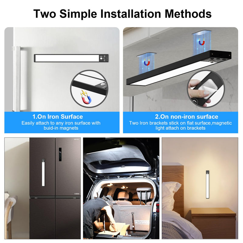 YELKO Under Cabinet Lights, 116LEDs Rechargeable Motion Sensor Light Indoor, 3200mAh 15.8inch Battery Operated Closet Light bar, Cordless Dimmable Under Counter Lights for for Kitchen (Two Pack)