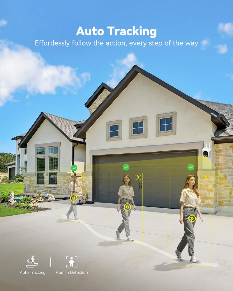 Jennov 5MP Wireless Security Camera System – Add-On Outdoor/Indoor Camera (Outlet-Powered)，Night Vision, Motion Detection, IP66 Weatherproof, No Subscription Required，Only Work with P48 System P48 Add On Camera