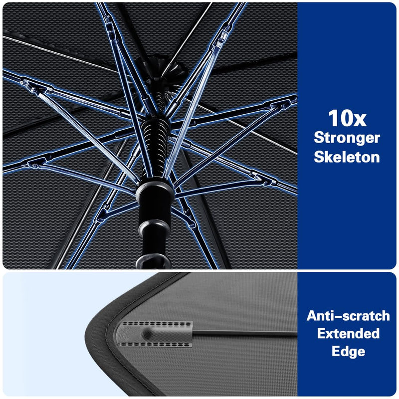 2025 Windshield Sun Shade Umbrella, Foldable Car Umbrella Sunshade with UV Block Car Front Window (Heat Insulation Protection) for Auto Windshield Covers Trucks Cars (Large) Large