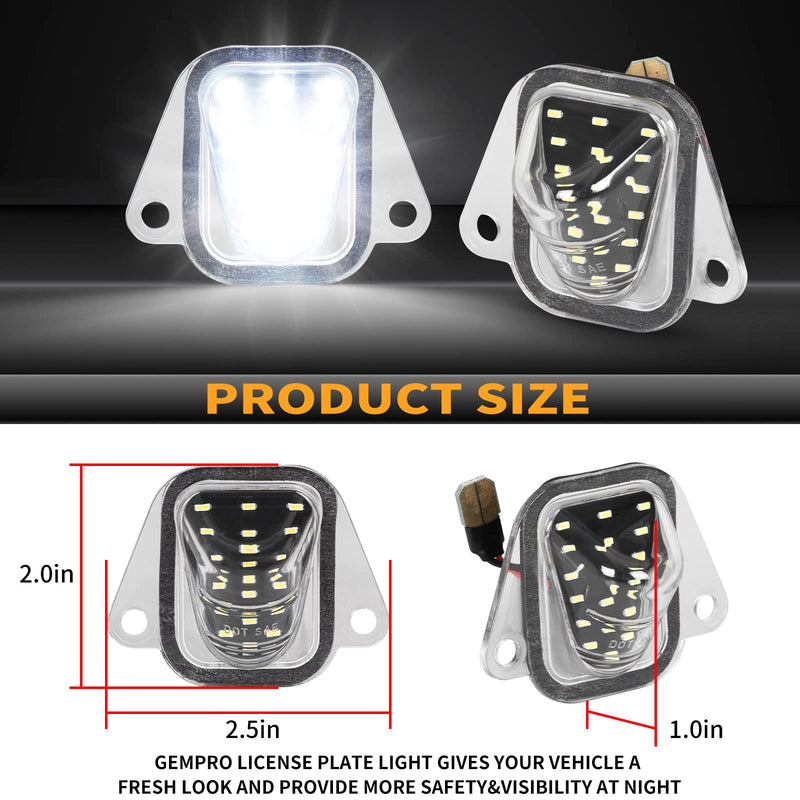 Gempro LED License Plate Lights Rear Bumper Tag Lamp Assembly for 2007-2014 Chevy Suburban Tahoe GMC Yukon C-adillac Escalade ESV, 6000K White 2PCS 2007-2014 Tahoe/Suburban/Yukon/Escalade