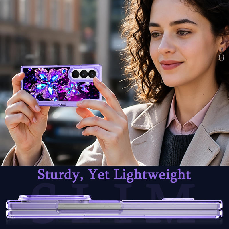 Miqala for Galaxy Z Fold 8 Ultra Case,[Glow in The Dark][Compatible with Magsafe][Hidden Stand][Built-in Screen Protector][Hinge Protection] Slim Case for Samsung Galaxy Z Fold 8 Ultra,Butterfly Dark Butterfly