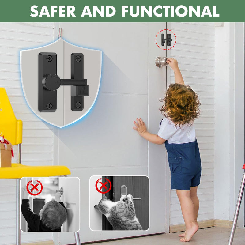 Barn Door Lock Latch, 90/180 Degree Flip Sliding Door Latch for Garage, Bedroom, Cabinet, Sturdy Zinc Alloy Security 90 Degree Lock (Black-1 Pc) Black-1 pc