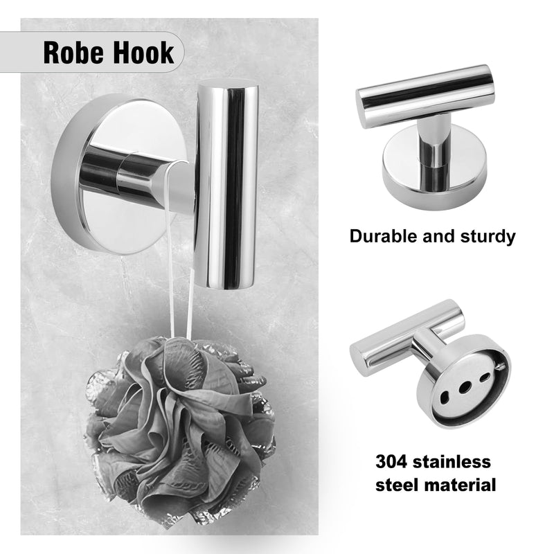 5-Piece Towel Racks for Bathroom, Stainless Steel Bathroom Accessories Set, Bathroom Towel Holder Wall Mounted, Sturdy Bath Towel Bar Set Bathroom Hardware Set (Chrome) 1 Chrome