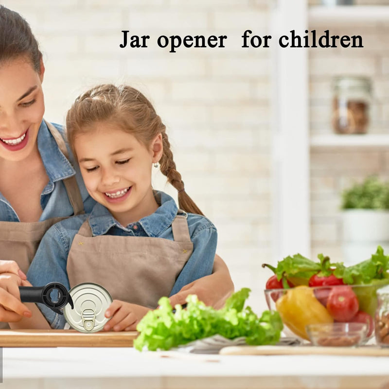 Can Opener Multifunction,Jar Opener for Weak Hands,Kitchen Beer bottle Opener Portable 3-in-1 Bottle Opener Can Opener Tool Innovative Gadget Get Lid Off Easily (BLACK)