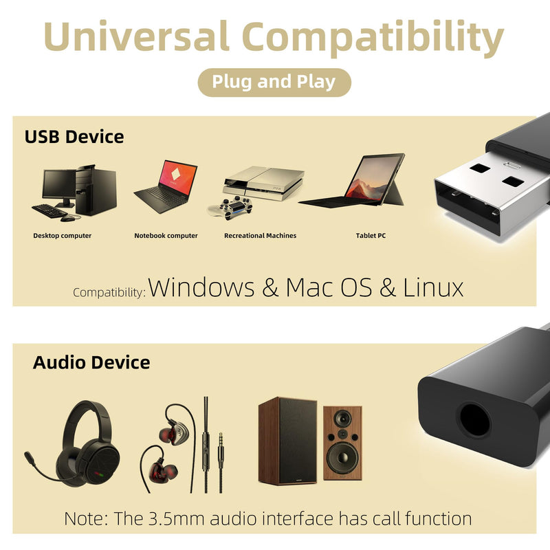 USB C to 3.5mm Audio Adapter, USB Type C/USB A to 3.5mm Female Aux Jack Stereo Earphone Headphone Dongle Adapter for PS4,PS5,Headphone,Mac,Linux,Laptop,Desktops,Docking Station [2 adapters] - Black