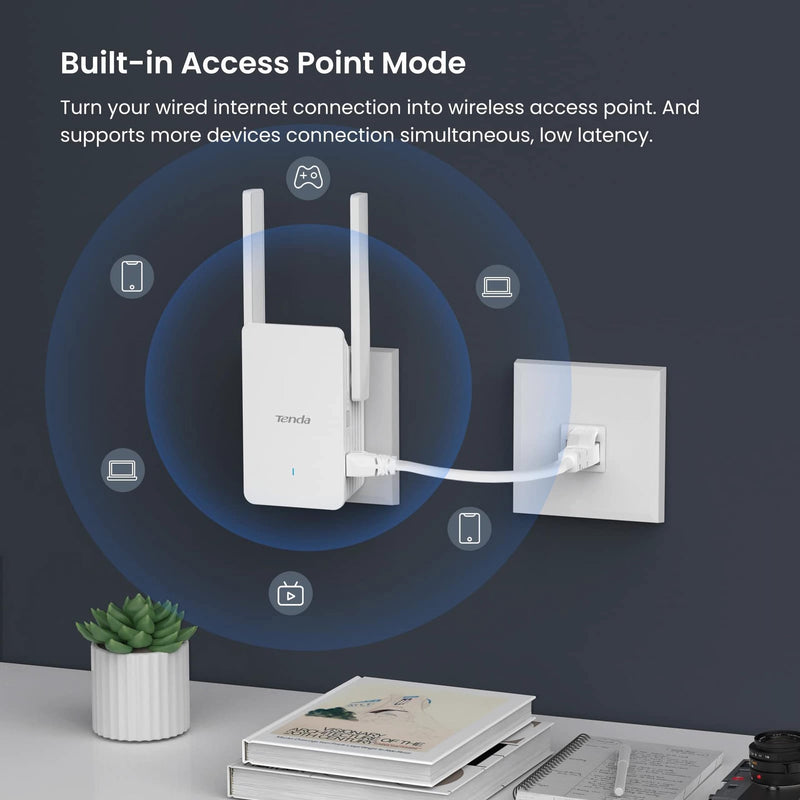 Tenda WiFi 6 Extender, AX3000 Dual Band WiFi Extender Signal Booster with Gigabit Ethernet Port, Home Internet Extender WiFi Booster, AP Mode, WPS Easy Setup(A33) Tenda A33