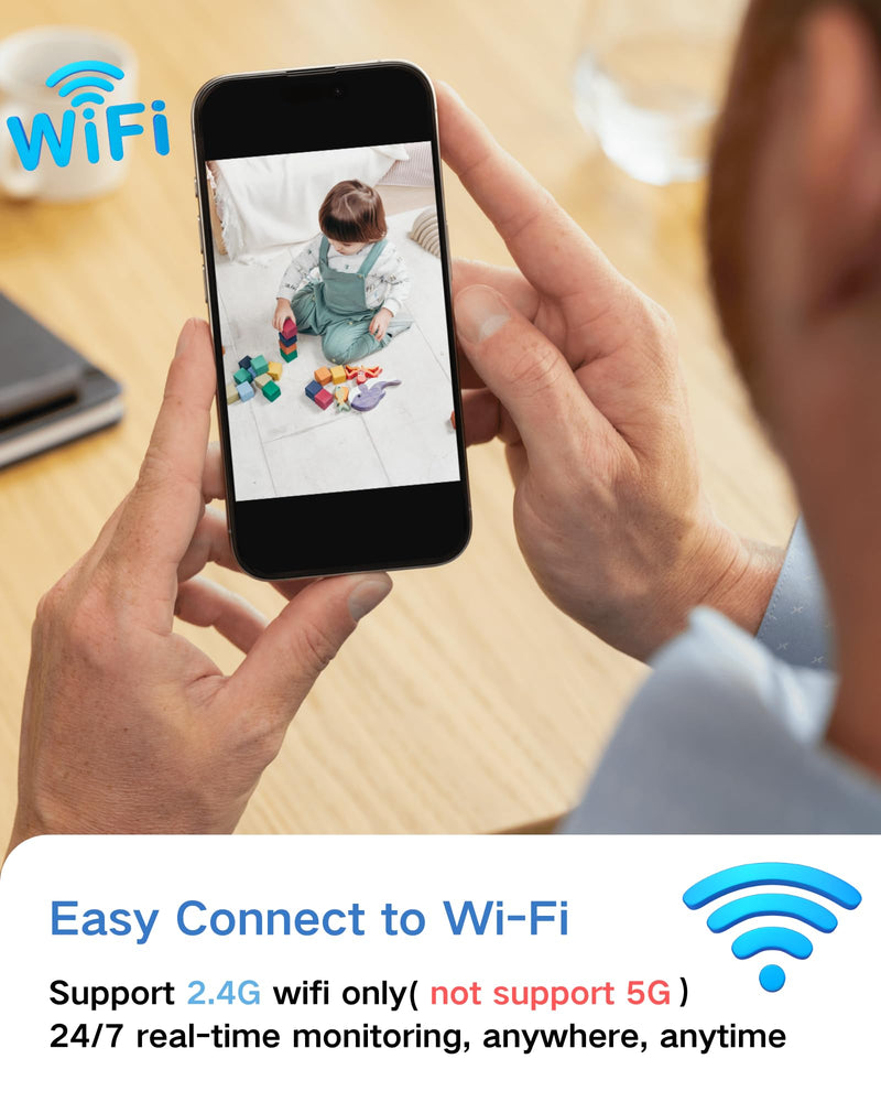 KinetCam Wireless Indoor Security Camera – 2K HD Wi-Fi Camera,Real-time Monitoring with APP, Motion Detect/Instant Notify Alerts,Rechargeable Standby 100-Day Battery WHITE-WiFi