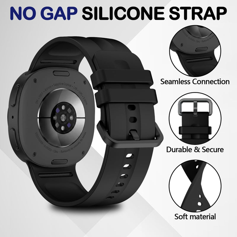 Sport Bands for Samsung Galaxy Watch 9/8 40mm/44mm/8 Classic 46mm | No Gap Soft Silicone Replacement Strap,Breathable Skin-friendly Wristband,Men Women 6 PACK:Black+Official pink+White+Light purple+Light green+Milk yellow Small