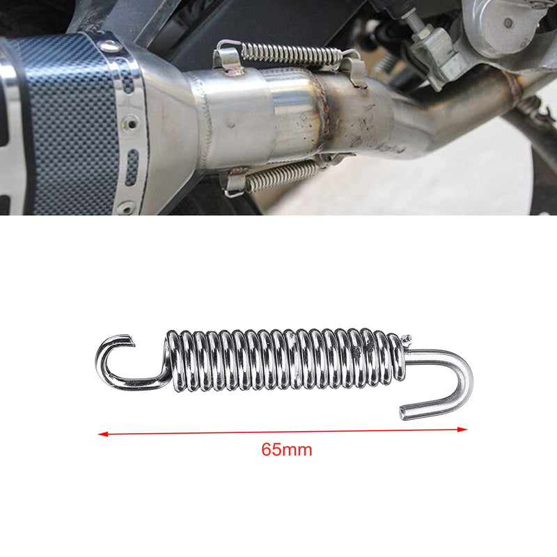 Motorcycle Exhaust Pipe Springs, 6Pcs Stainless Steel 65mm Motorcycle Exhaust Pipe Springs Muffler Exhaust Pipe Spring Hooks (Silver) Silver